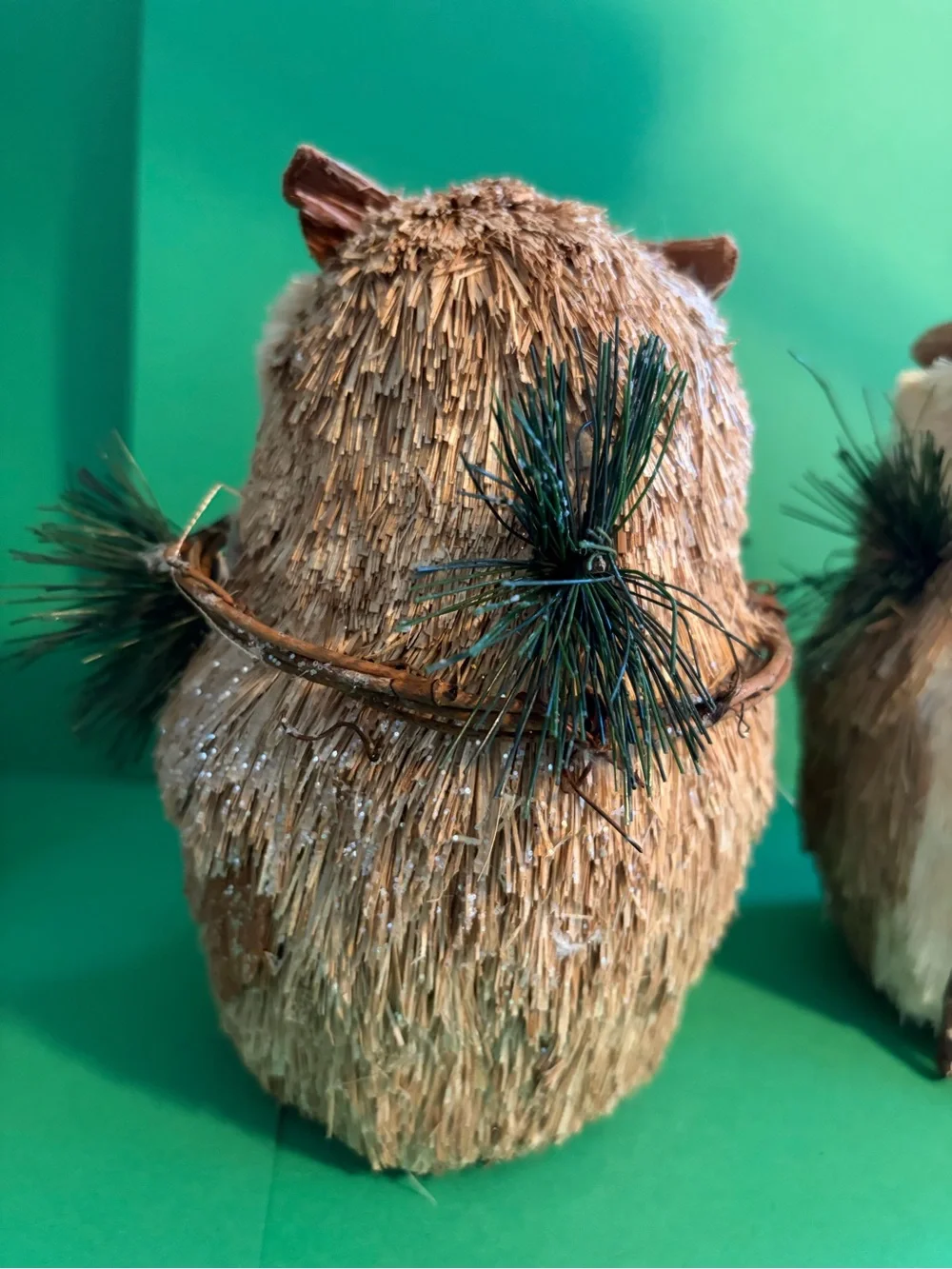 Decorative Natural Brown Owl Figurines - Set of 2